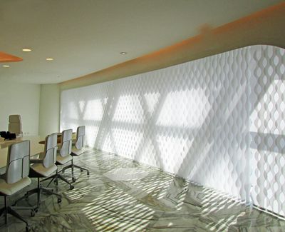 Lamellgardiner, SG 2960, Multi Visio, Room shot "Al Bidda Tower", Doha, Qatar, Vertical Waves