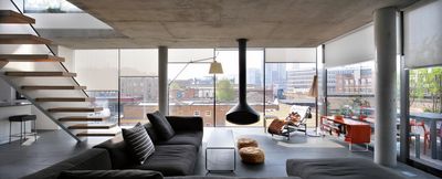 Roller Blind Systems, SG 4930, Multiscreen 1-10%, Room shot "Bateman's Row Penthouse Apartment", London, United Kingdom